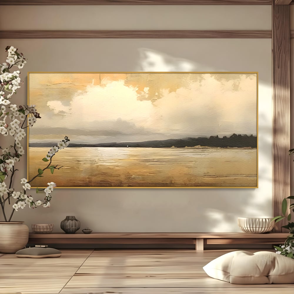 Tablou Canvas Premium LuxCanva® C1230, Sunset On The Lake , Relaxare, Living Room, Culori Vibrante