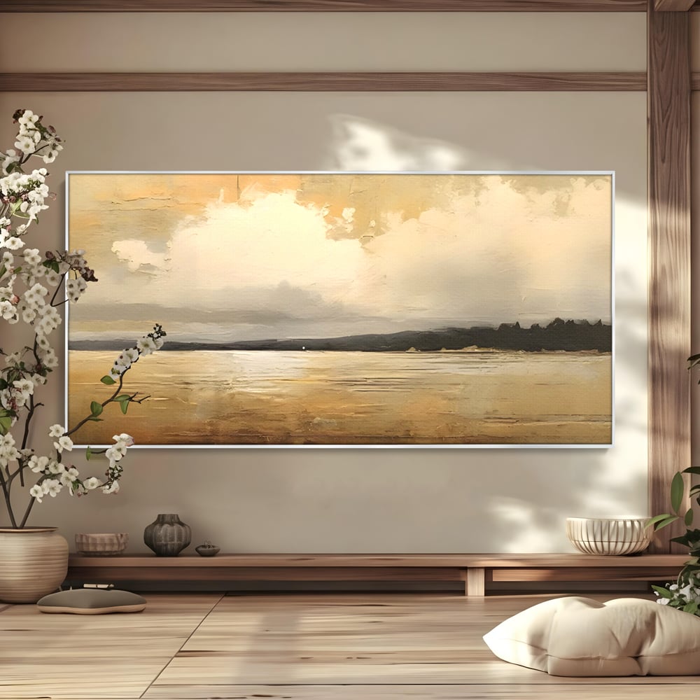 Tablou Canvas Premium LuxCanva® C1230, Sunset On The Lake , Relaxare, Living Room, Culori Vibrante