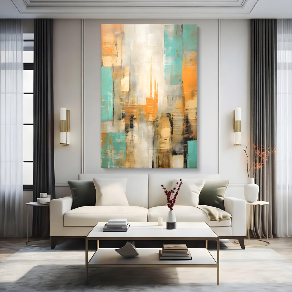 Tablou Canvas Premium LuxCanva® C1232, Abstract Colors Lanscape , Relaxare, Living Room, Culori Vibrante
