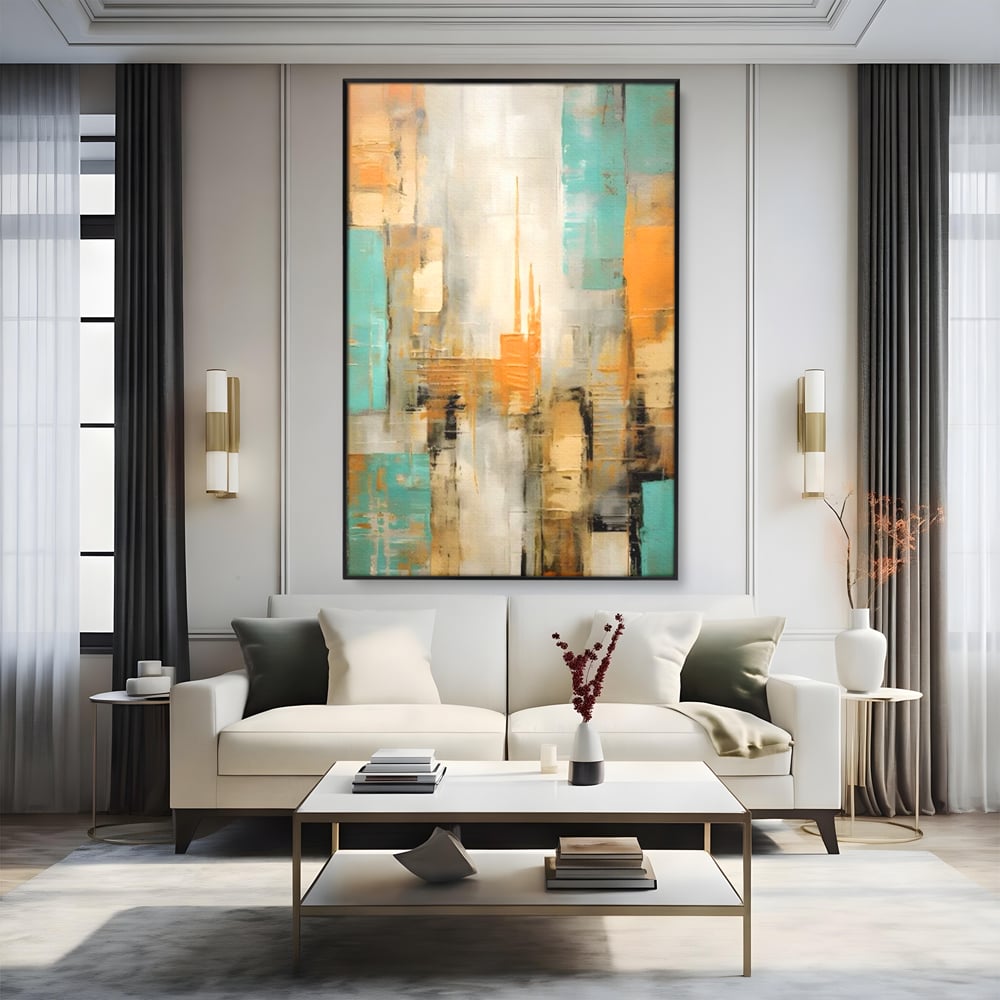 Tablou Canvas Premium LuxCanva® C1232, Abstract Colors Lanscape , Relaxare, Living Room, Culori Vibrante