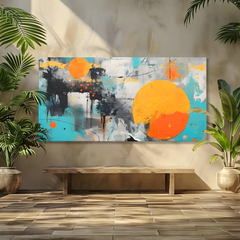 Tablou Canvas Premium LuxCanva® C1233, Abstract Sun In Space , Relaxare, Living Room, Culori Vibrante