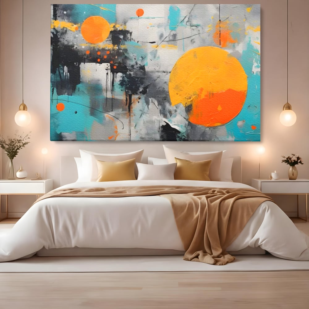 Tablou Canvas Premium LuxCanva® C1233, Abstract Sun In Space , Relaxare, Living Room, Culori Vibrante
