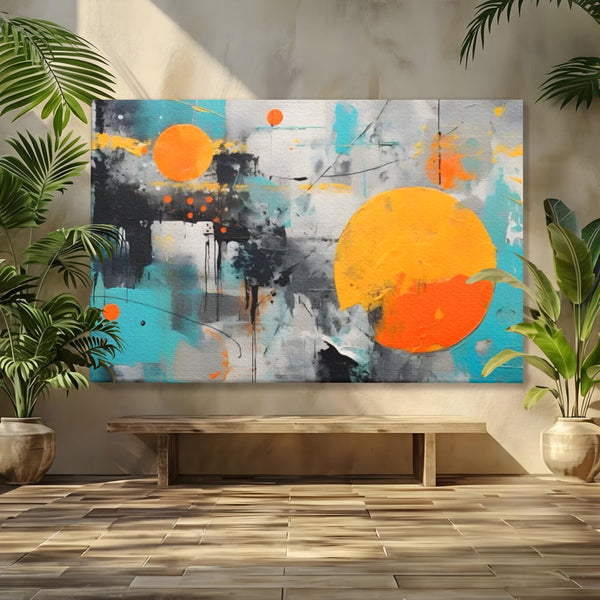 Tablou Canvas Premium LuxCanva® C1233, Abstract Sun In Space , Relaxare, Living Room, Culori Vibrante