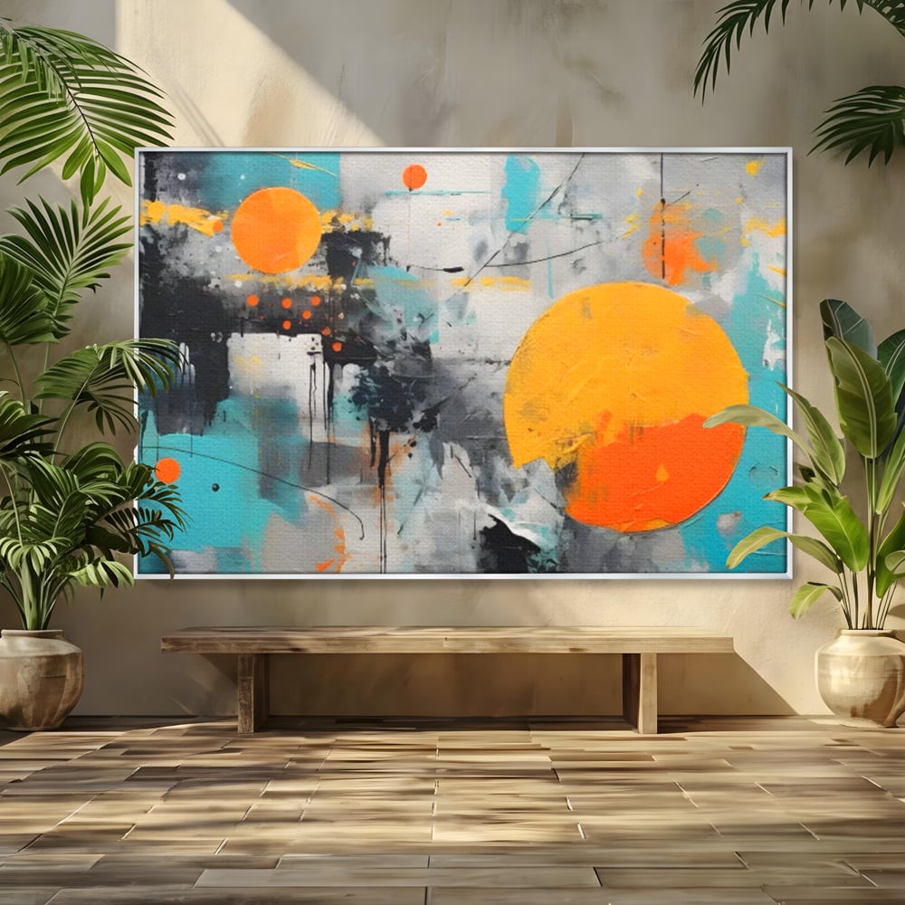 Tablou Canvas Premium LuxCanva® C1233, Abstract Sun In Space , Relaxare, Living Room, Culori Vibrante