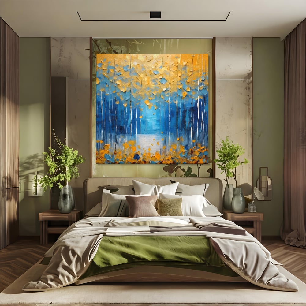 Tablou Canvas Premium LuxCanva® C1234, Abstract Autum Leafs , Relaxare, Living Room, Culori Vibrante