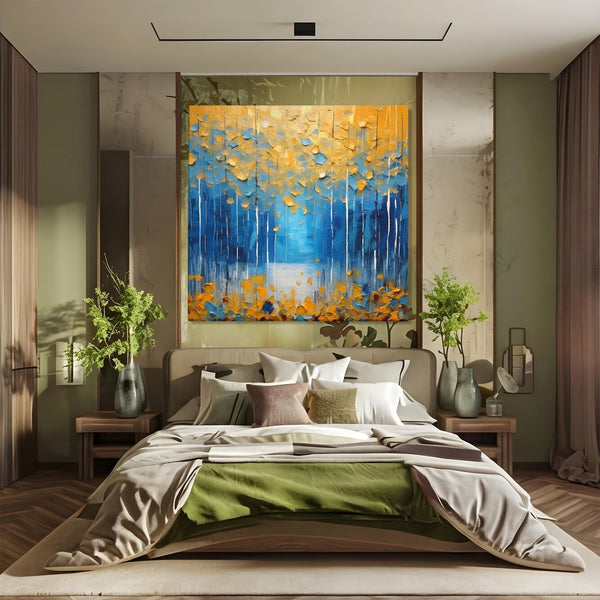 Tablou Canvas Premium LuxCanva® C1234, Abstract Autum Leafs , Relaxare, Living Room, Culori Vibrante