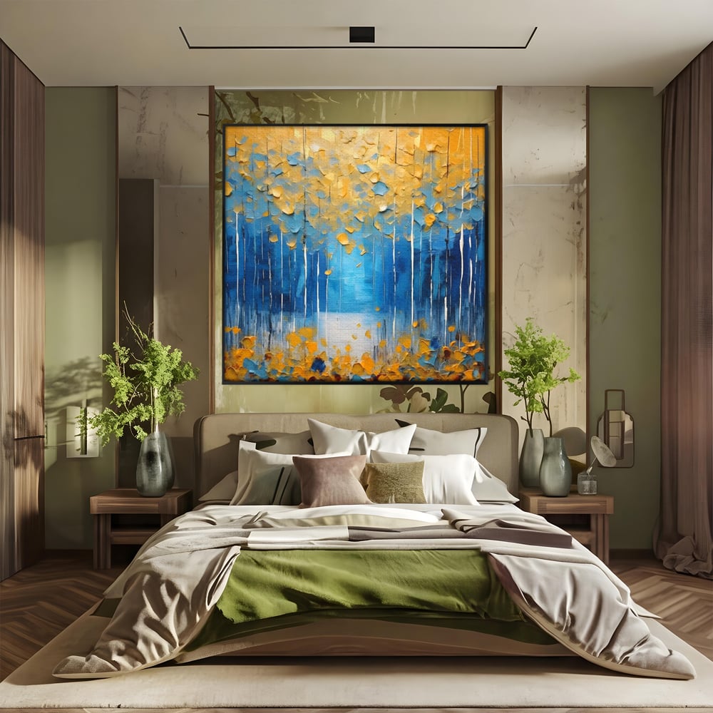 Tablou Canvas Premium LuxCanva® C1234, Abstract Autum Leafs , Relaxare, Living Room, Culori Vibrante