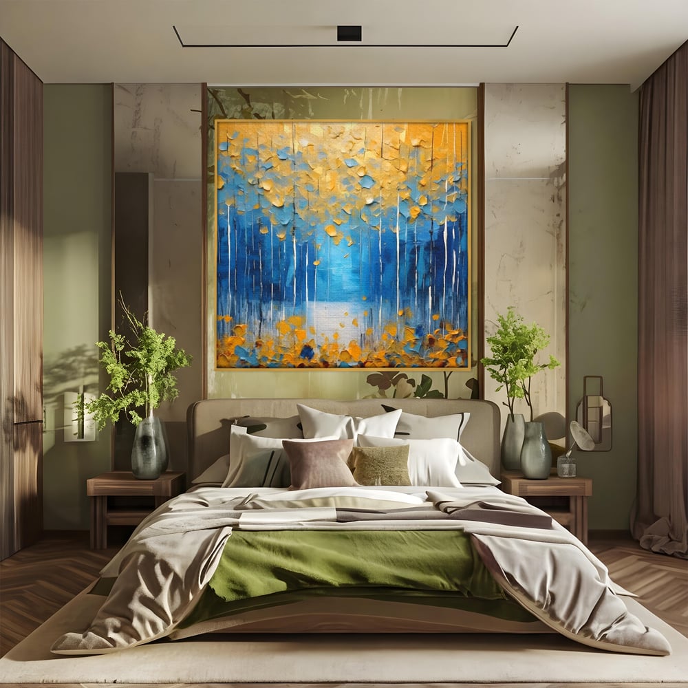 Tablou Canvas Premium LuxCanva® C1234, Abstract Autum Leafs , Relaxare, Living Room, Culori Vibrante