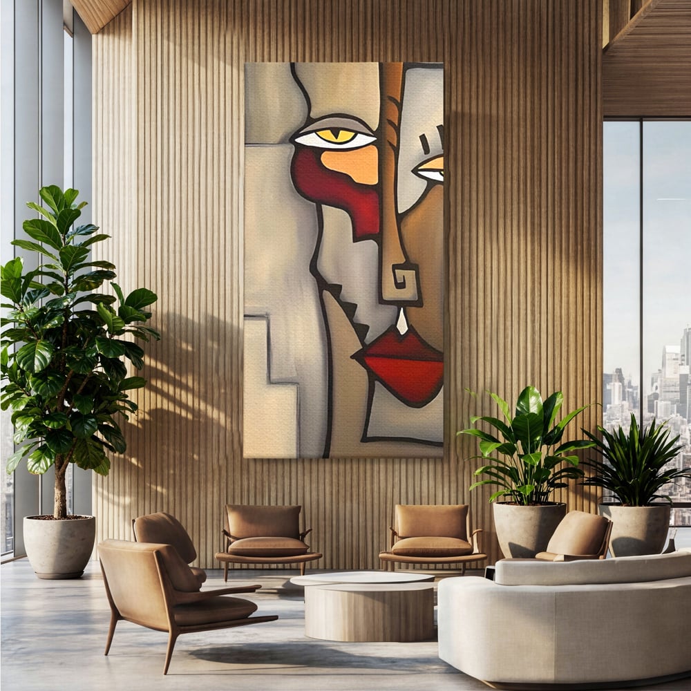 Tablou Canvas Premium LuxCanva® C1235, Portret Cubist Tom Fedro , Relaxare, Living Room, Culori Vibrante