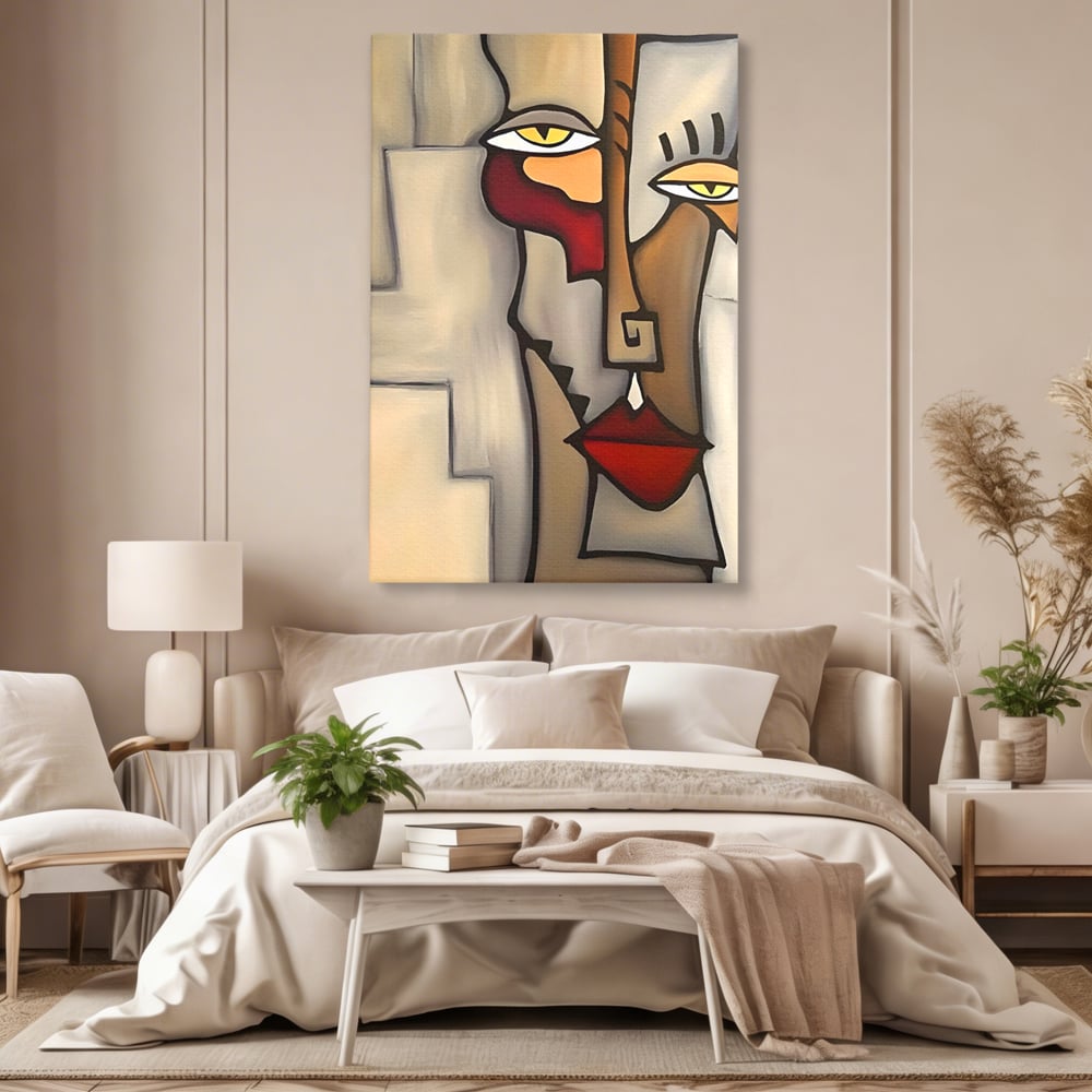Tablou Canvas Premium LuxCanva® C1235, Portret Cubist Tom Fedro , Relaxare, Living Room, Culori Vibrante