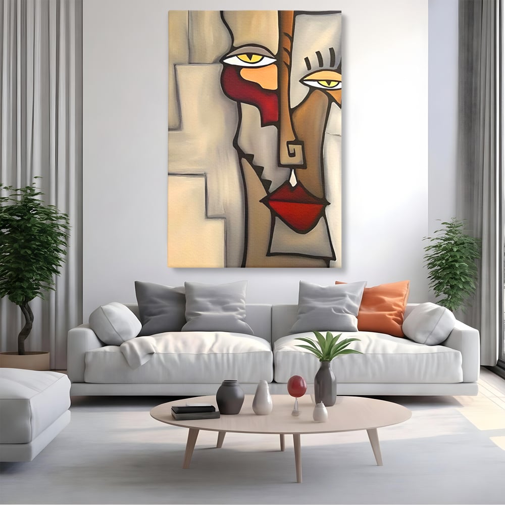 Tablou Canvas Premium LuxCanva® C1235, Portret Cubist Tom Fedro , Relaxare, Living Room, Culori Vibrante