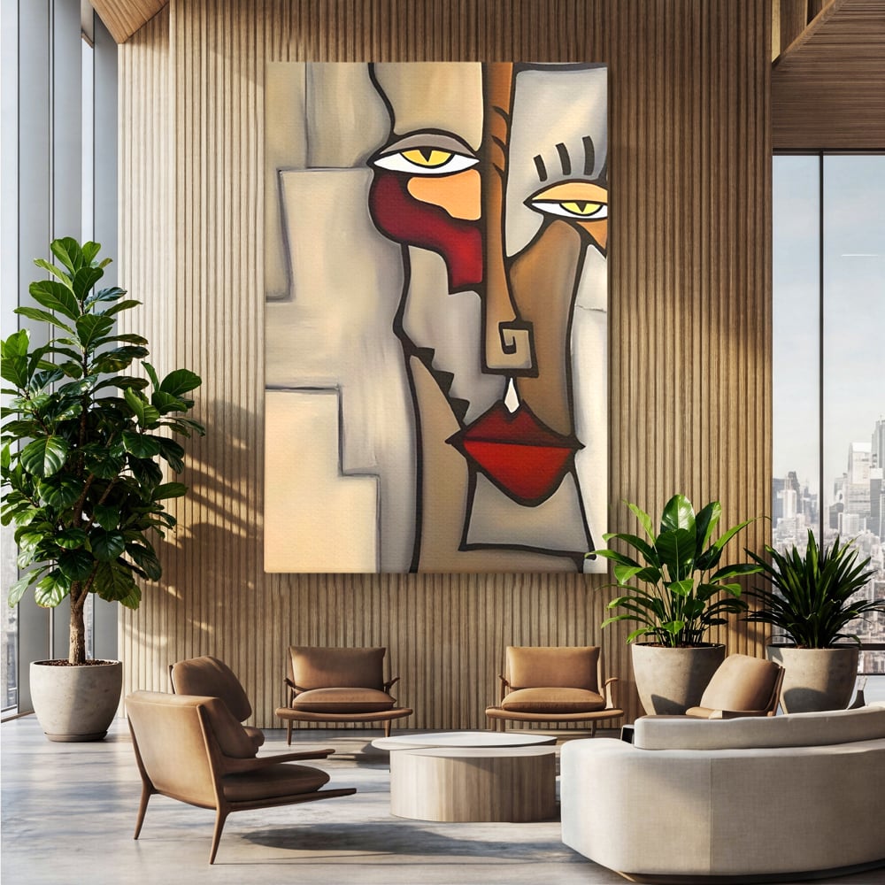 Tablou Canvas Premium LuxCanva® C1235, Portret Cubist Tom Fedro , Relaxare, Living Room, Culori Vibrante