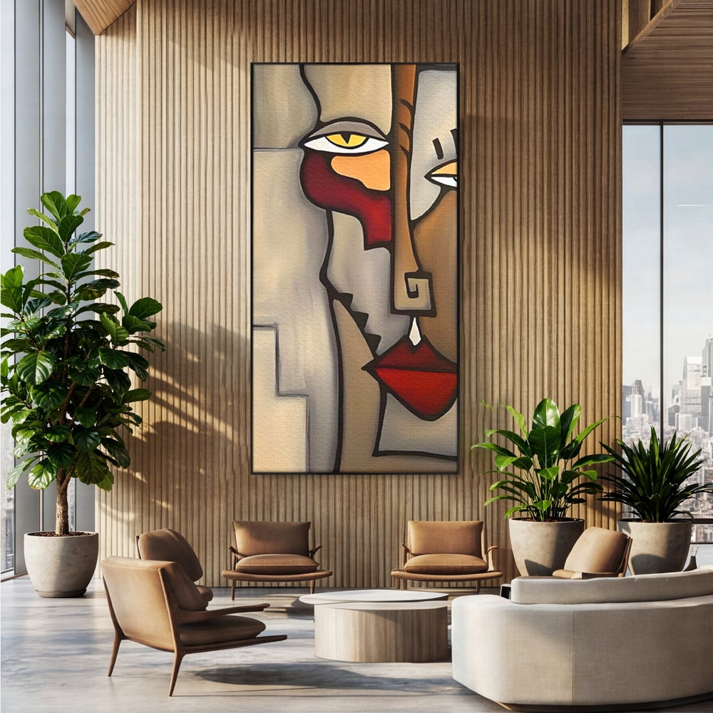 Tablou Canvas Premium LuxCanva® C1235, Portret Cubist Tom Fedro , Relaxare, Living Room, Culori Vibrante