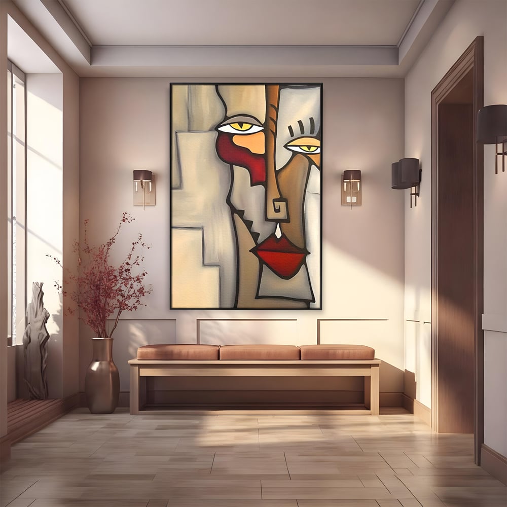 Tablou Canvas Premium LuxCanva® C1235, Portret Cubist Tom Fedro , Relaxare, Living Room, Culori Vibrante