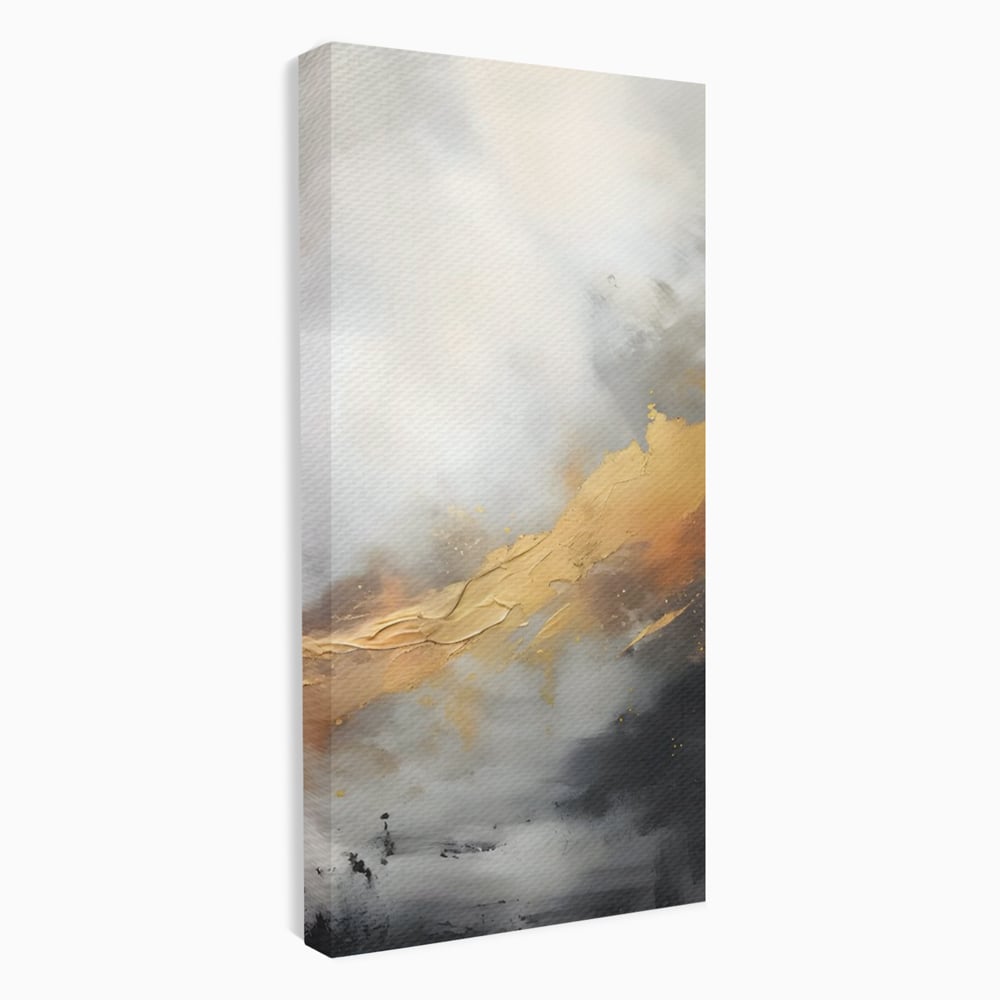 Tablou Canvas Premium LuxCanva® C1237, Gold And Grey Abstract Painting ,  Relaxare, Living Room, Culori Vibrante