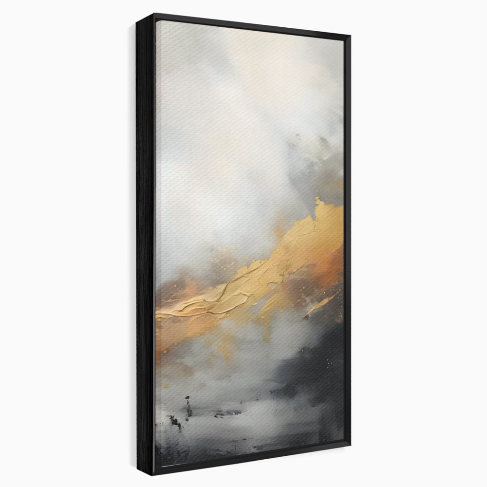 Tablou Canvas Premium LuxCanva® C1237, Gold And Grey Abstract Painting ,  Relaxare, Living Room, Culori Vibrante