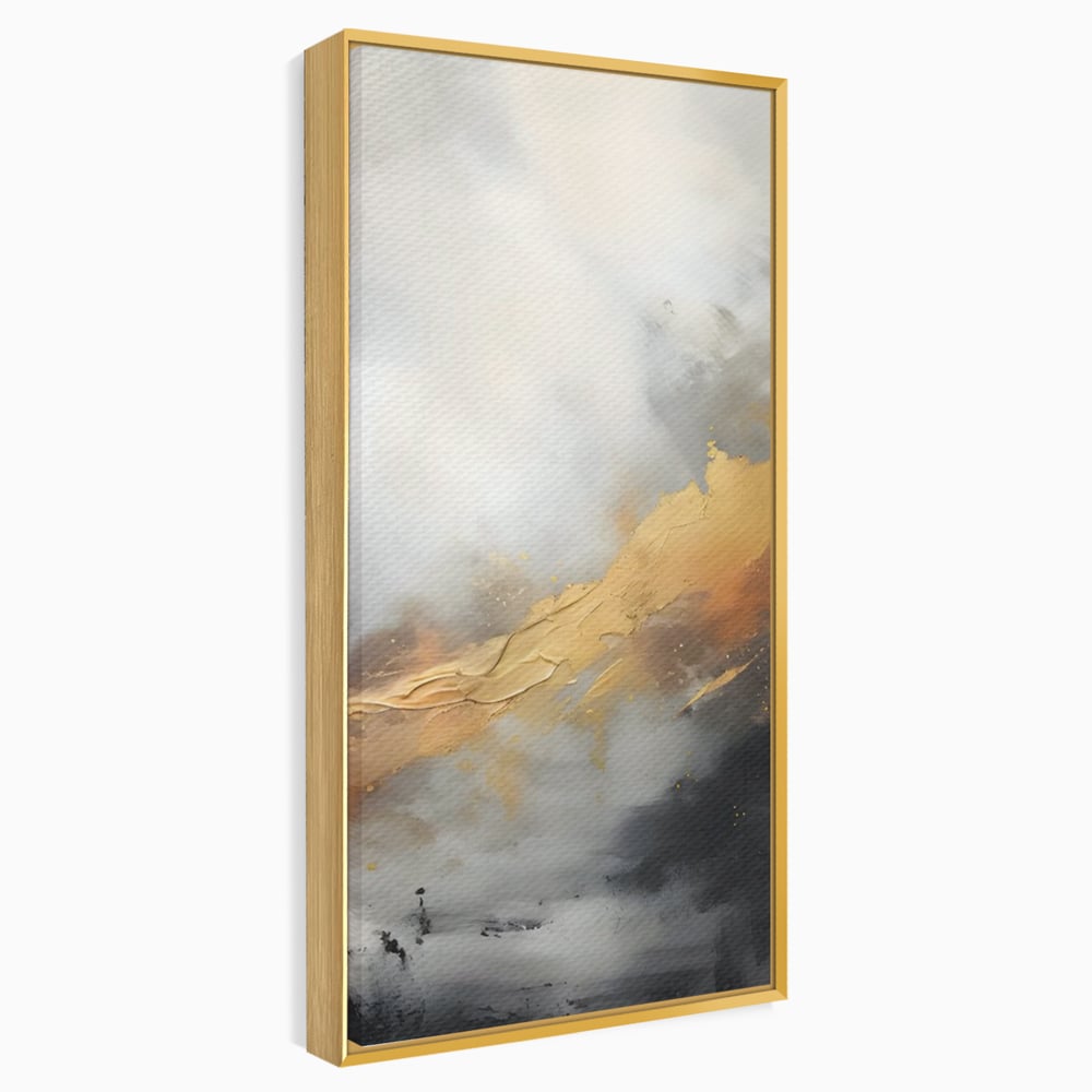 Tablou Canvas Premium LuxCanva® C1237, Gold And Grey Abstract Painting ,  Relaxare, Living Room, Culori Vibrante