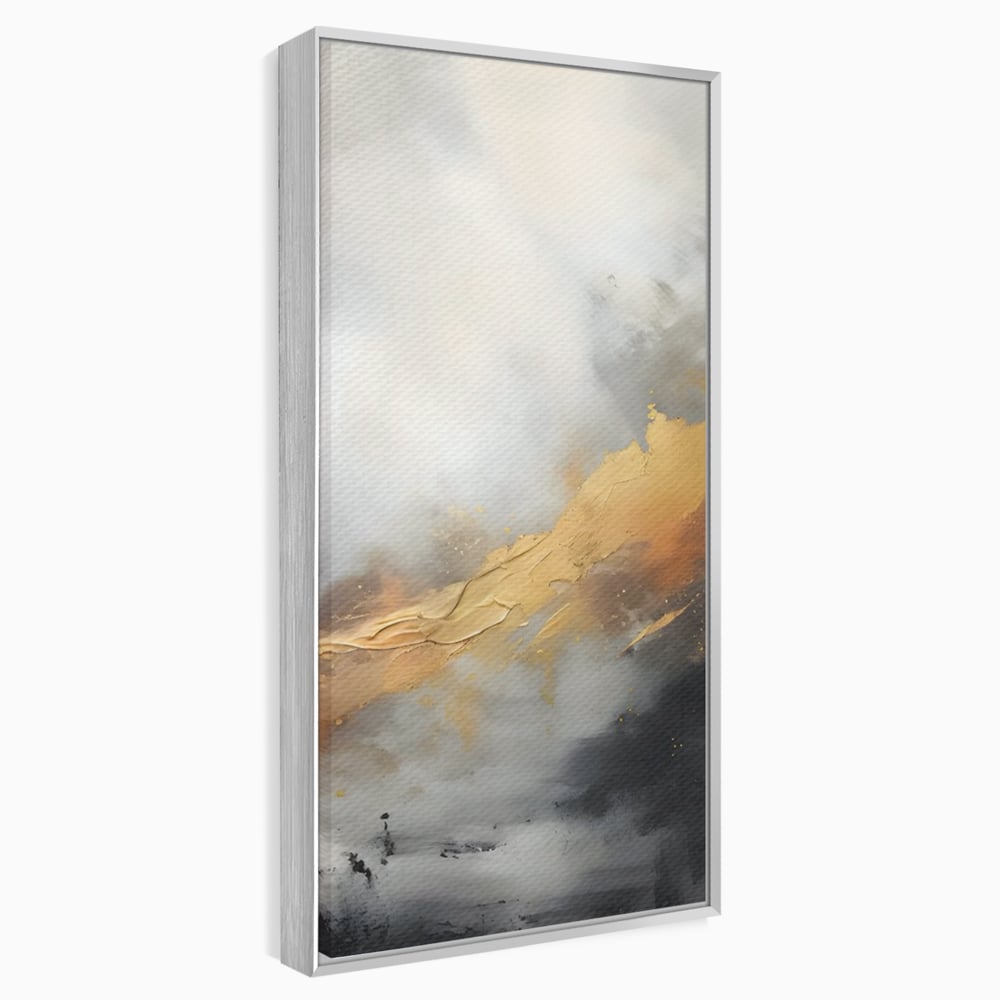 Tablou Canvas Premium LuxCanva® C1237, Gold And Grey Abstract Painting ,  Relaxare, Living Room, Culori Vibrante