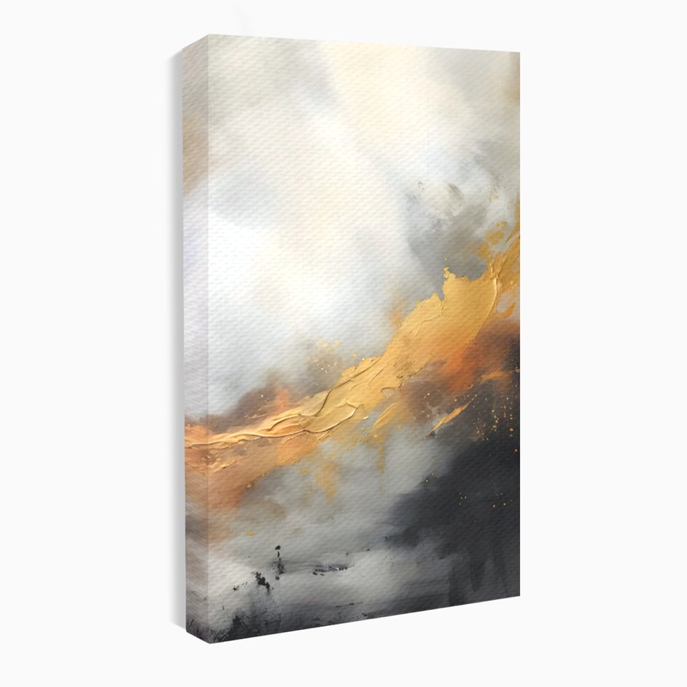 Tablou Canvas Premium LuxCanva® C1237, Gold And Grey Abstract Painting ,  Relaxare, Living Room, Culori Vibrante