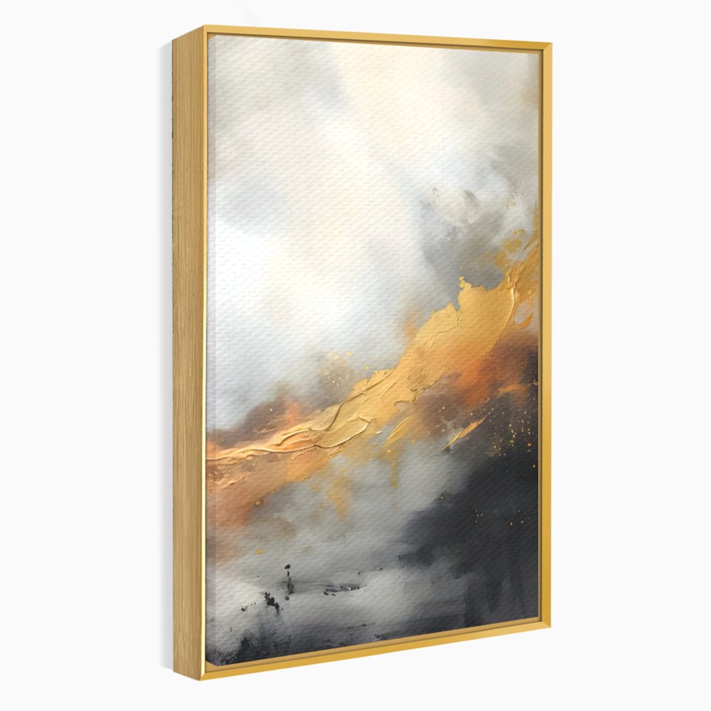 Tablou Canvas Premium LuxCanva® C1237, Gold And Grey Abstract Painting ,  Relaxare, Living Room, Culori Vibrante
