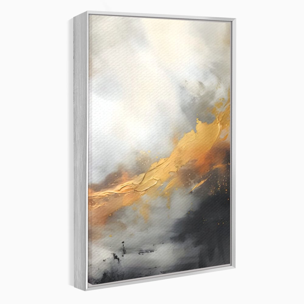 Tablou Canvas Premium LuxCanva® C1237, Gold And Grey Abstract Painting ,  Relaxare, Living Room, Culori Vibrante