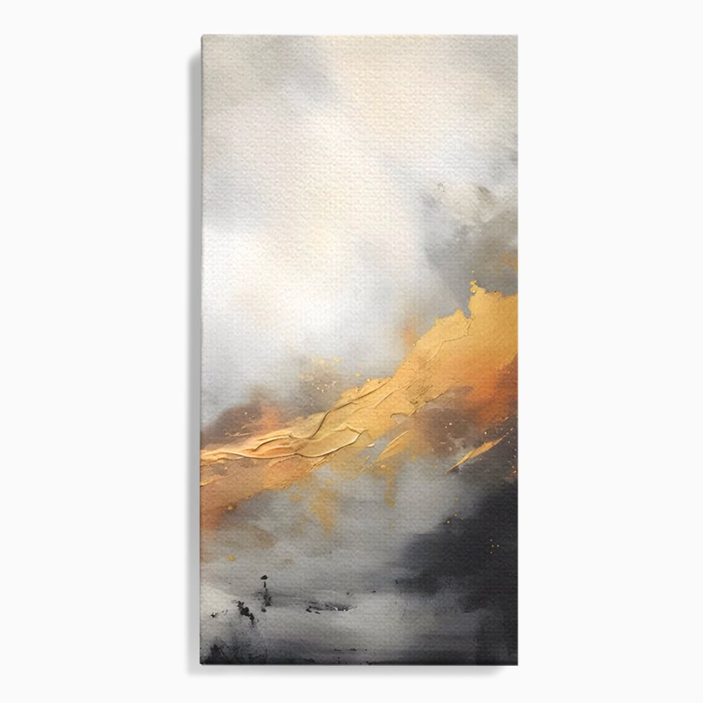 Tablou Canvas Premium LuxCanva® C1237, Gold And Grey Abstract Painting ,  Relaxare, Living Room, Culori Vibrante