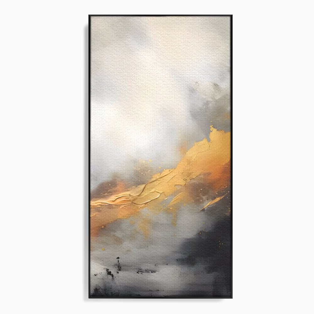 Tablou Canvas Premium LuxCanva® C1237, Gold And Grey Abstract Painting ,  Relaxare, Living Room, Culori Vibrante