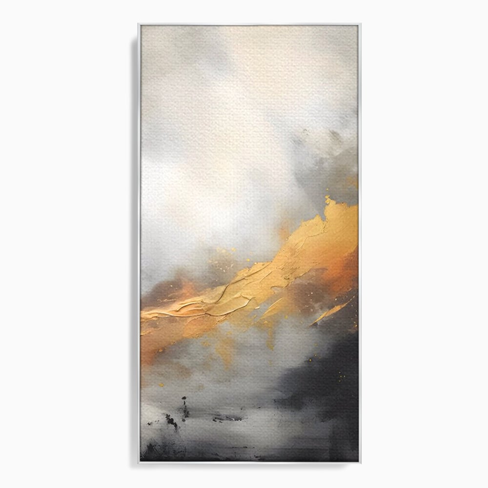 Tablou Canvas Premium LuxCanva® C1237, Gold And Grey Abstract Painting ,  Relaxare, Living Room, Culori Vibrante