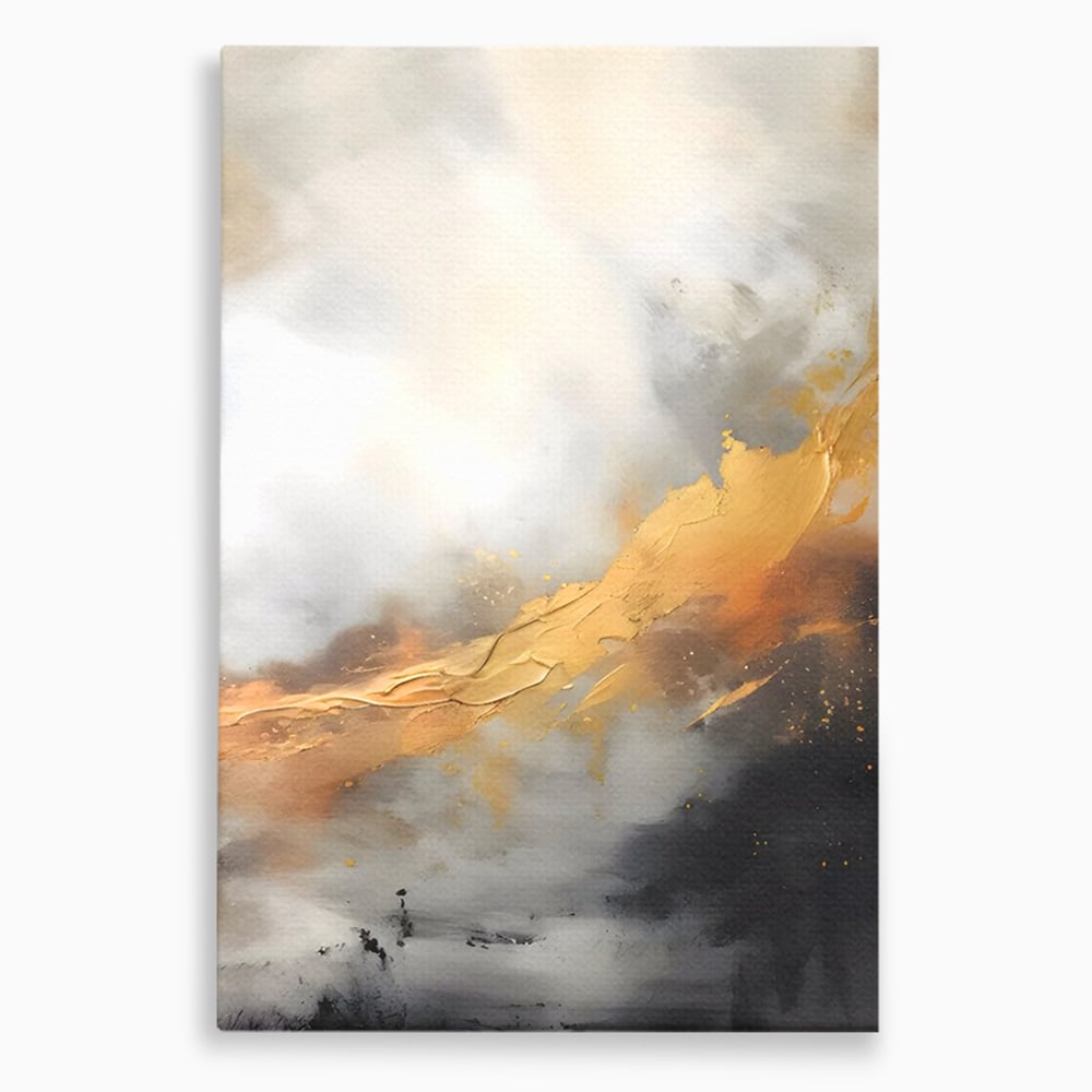 Tablou Canvas Premium LuxCanva® C1237, Gold And Grey Abstract Painting ,  Relaxare, Living Room, Culori Vibrante