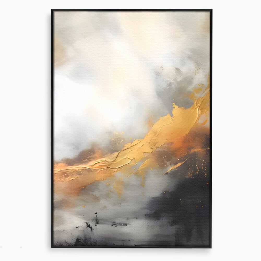 Tablou Canvas Premium LuxCanva® C1237, Gold And Grey Abstract Painting ,  Relaxare, Living Room, Culori Vibrante