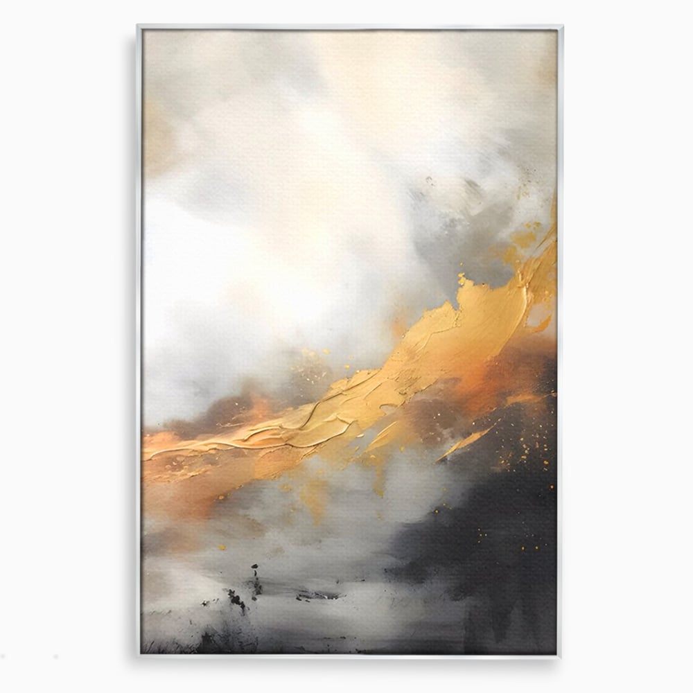 Tablou Canvas Premium LuxCanva® C1237, Gold And Grey Abstract Painting ,  Relaxare, Living Room, Culori Vibrante