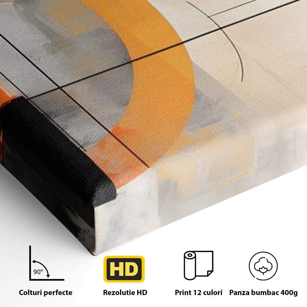 Leinwand Wandkunst Leinwand Premium LuxCanva® C1238, gelber Kreis abstrakte Malerei, entspannend, Wohnzimmer, lebendige Farben