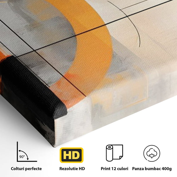 Leinwand Wandkunst Leinwand Premium LuxCanva® C1238, gelber Kreis abstrakte Malerei, entspannend, Wohnzimmer, lebendige Farben