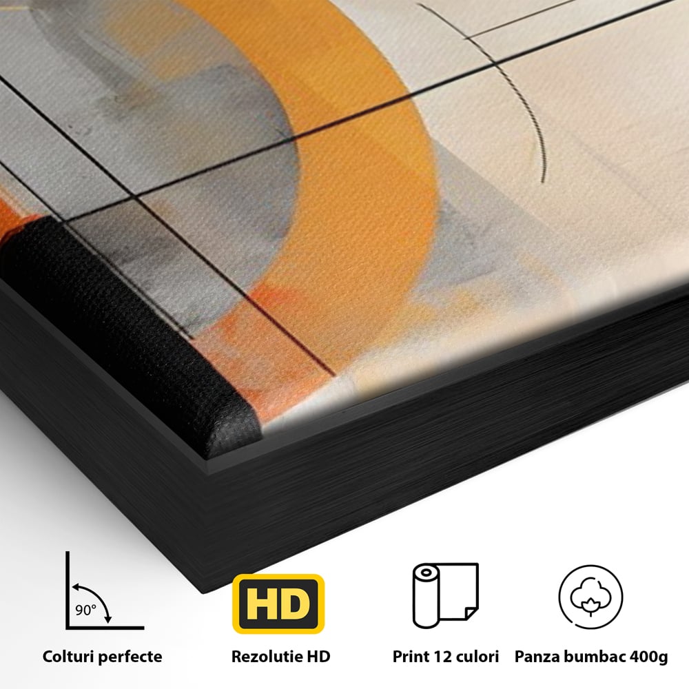 Leinwand Wandkunst Leinwand Premium LuxCanva® C1238, gelber Kreis abstrakte Malerei, entspannend, Wohnzimmer, lebendige Farben