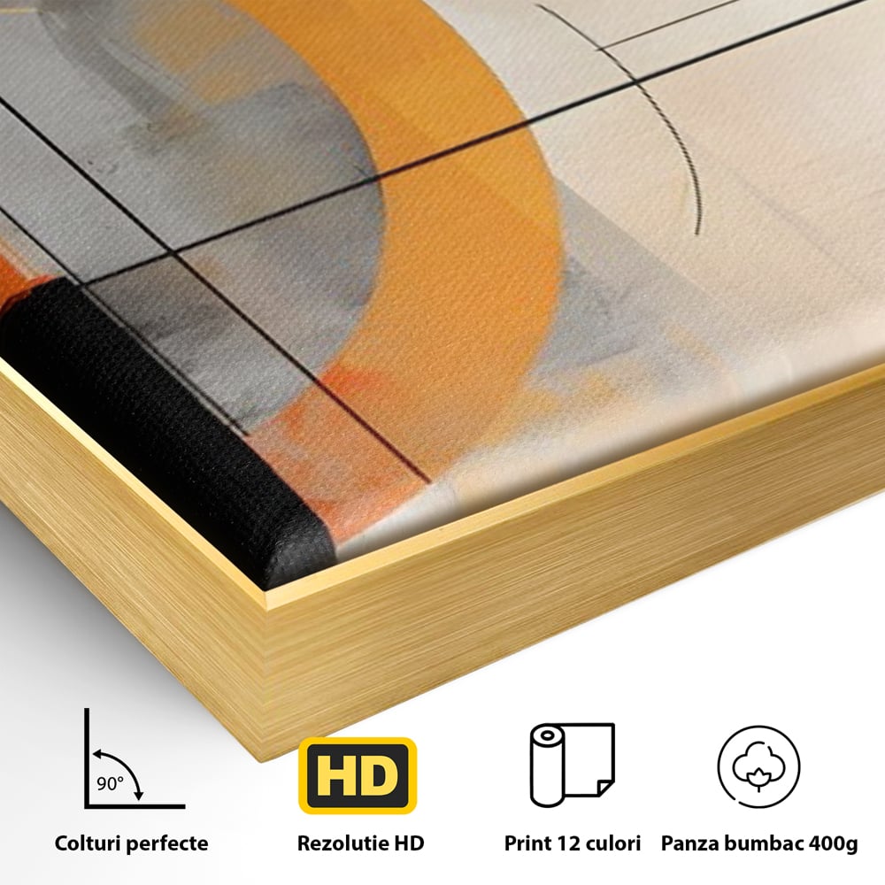 Leinwand Wandkunst Leinwand Premium LuxCanva® C1238, gelber Kreis abstrakte Malerei, entspannend, Wohnzimmer, lebendige Farben