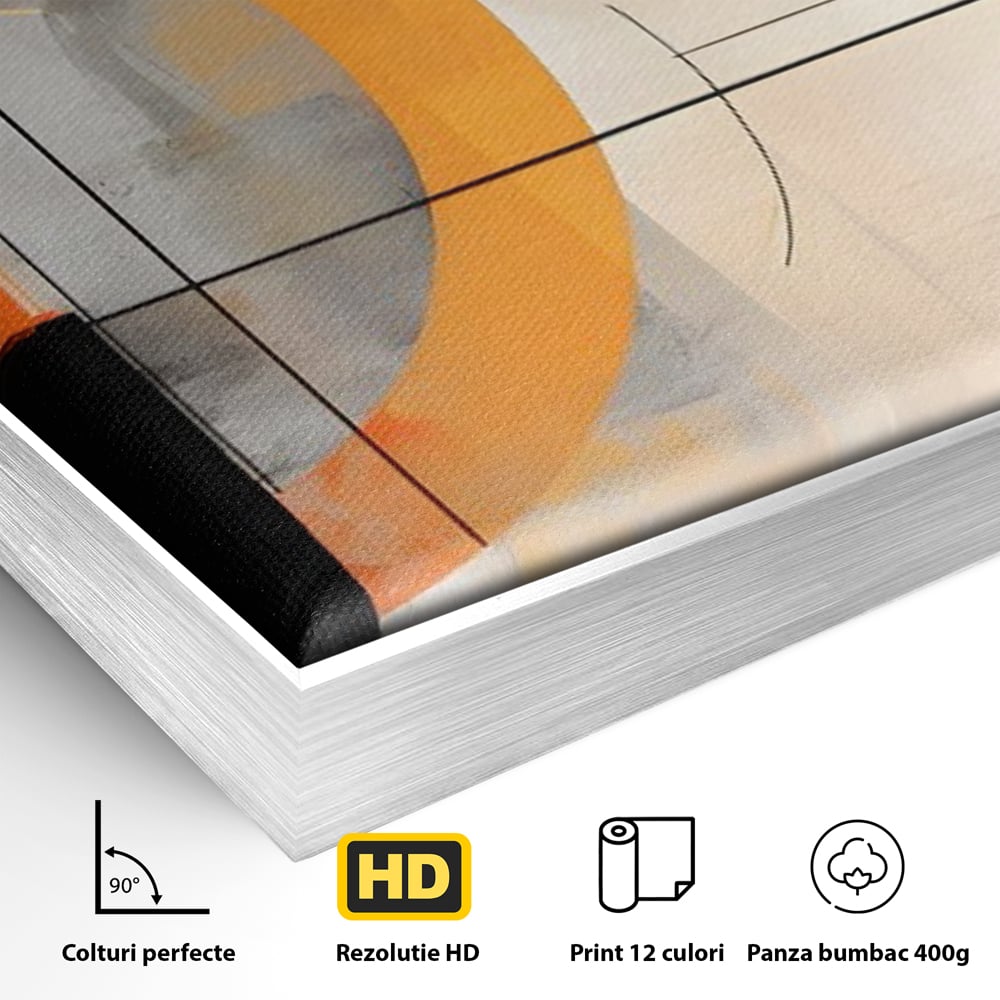 Leinwand Wandkunst Leinwand Premium LuxCanva® C1238, gelber Kreis abstrakte Malerei, entspannend, Wohnzimmer, lebendige Farben