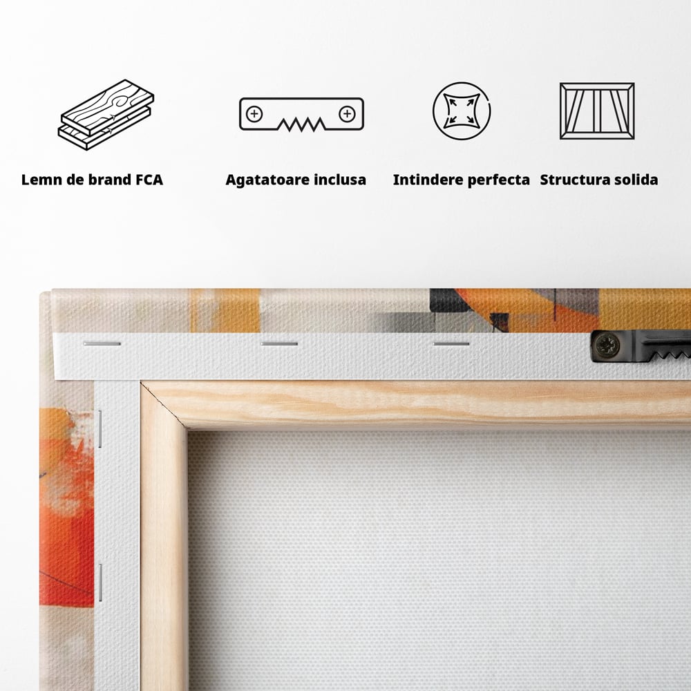 Leinwand Wandkunst Leinwand Premium LuxCanva® C1238, gelber Kreis abstrakte Malerei, entspannend, Wohnzimmer, lebendige Farben