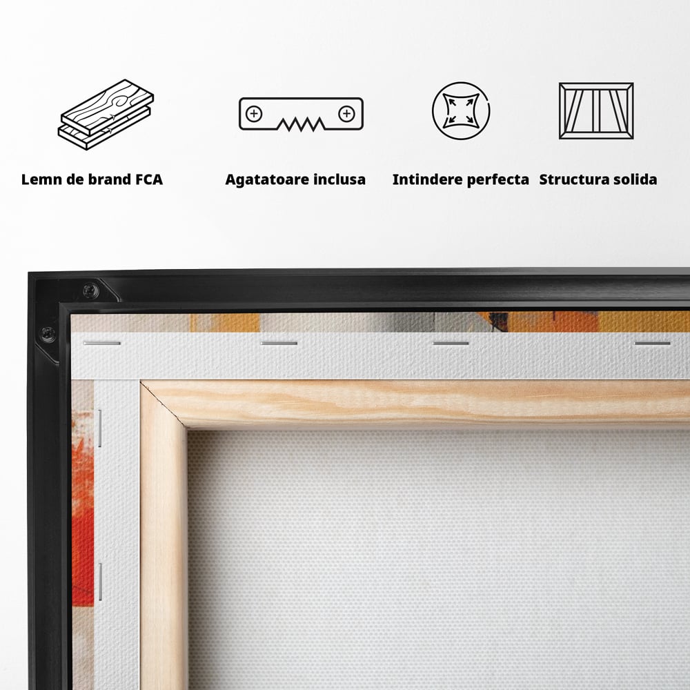 Leinwand Wandkunst Leinwand Premium LuxCanva® C1238, gelber Kreis abstrakte Malerei, entspannend, Wohnzimmer, lebendige Farben