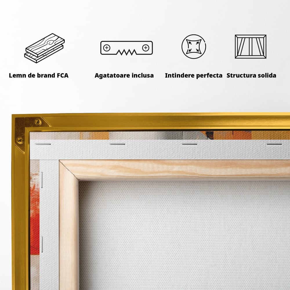 Leinwand Wandkunst Leinwand Premium LuxCanva® C1238, gelber Kreis abstrakte Malerei, entspannend, Wohnzimmer, lebendige Farben