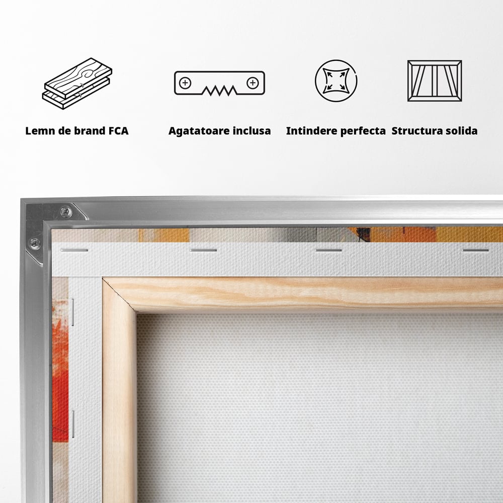 Leinwand Wandkunst Leinwand Premium LuxCanva® C1238, gelber Kreis abstrakte Malerei, entspannend, Wohnzimmer, lebendige Farben