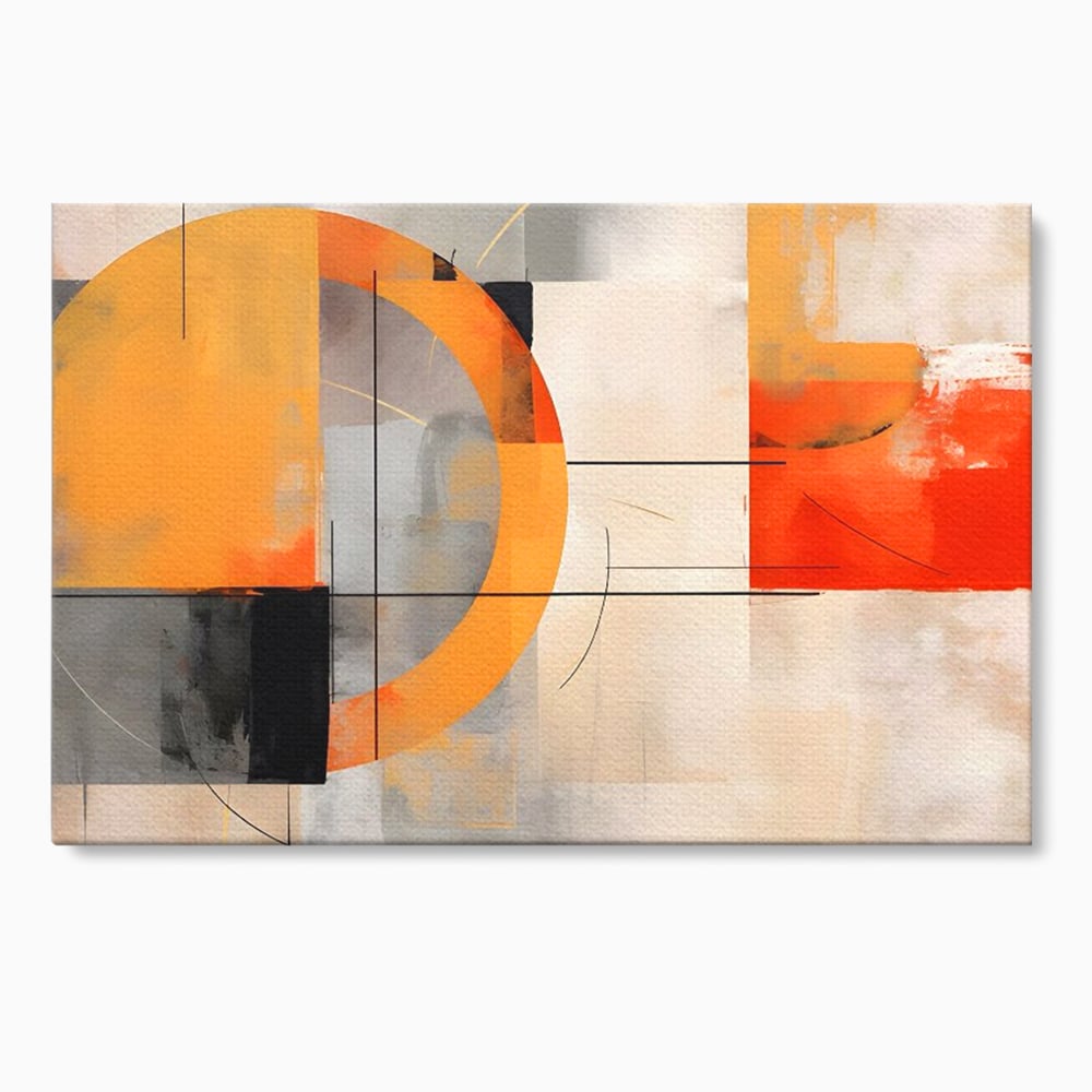 Leinwand Wandkunst Leinwand Premium LuxCanva® C1238, gelber Kreis abstrakte Malerei, entspannend, Wohnzimmer, lebendige Farben