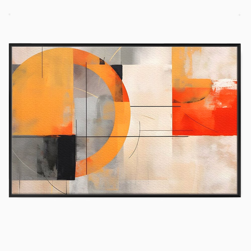 Leinwand Wandkunst Leinwand Premium LuxCanva® C1238, gelber Kreis abstrakte Malerei, entspannend, Wohnzimmer, lebendige Farben