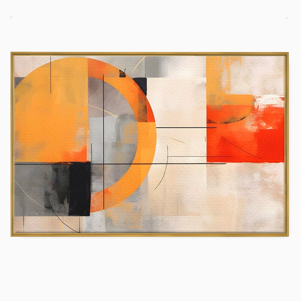 Leinwand Wandkunst Leinwand Premium LuxCanva® C1238, gelber Kreis abstrakte Malerei, entspannend, Wohnzimmer, lebendige Farben