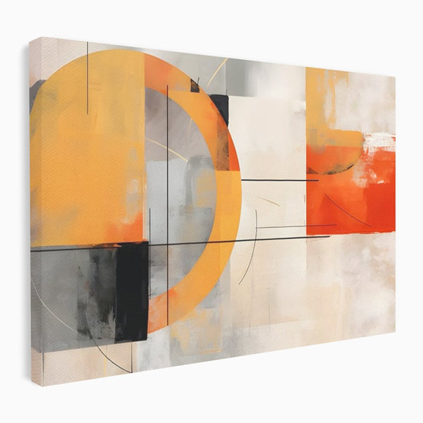 Leinwand Wandkunst Leinwand Premium LuxCanva® C1238, gelber Kreis abstrakte Malerei, entspannend, Wohnzimmer, lebendige Farben