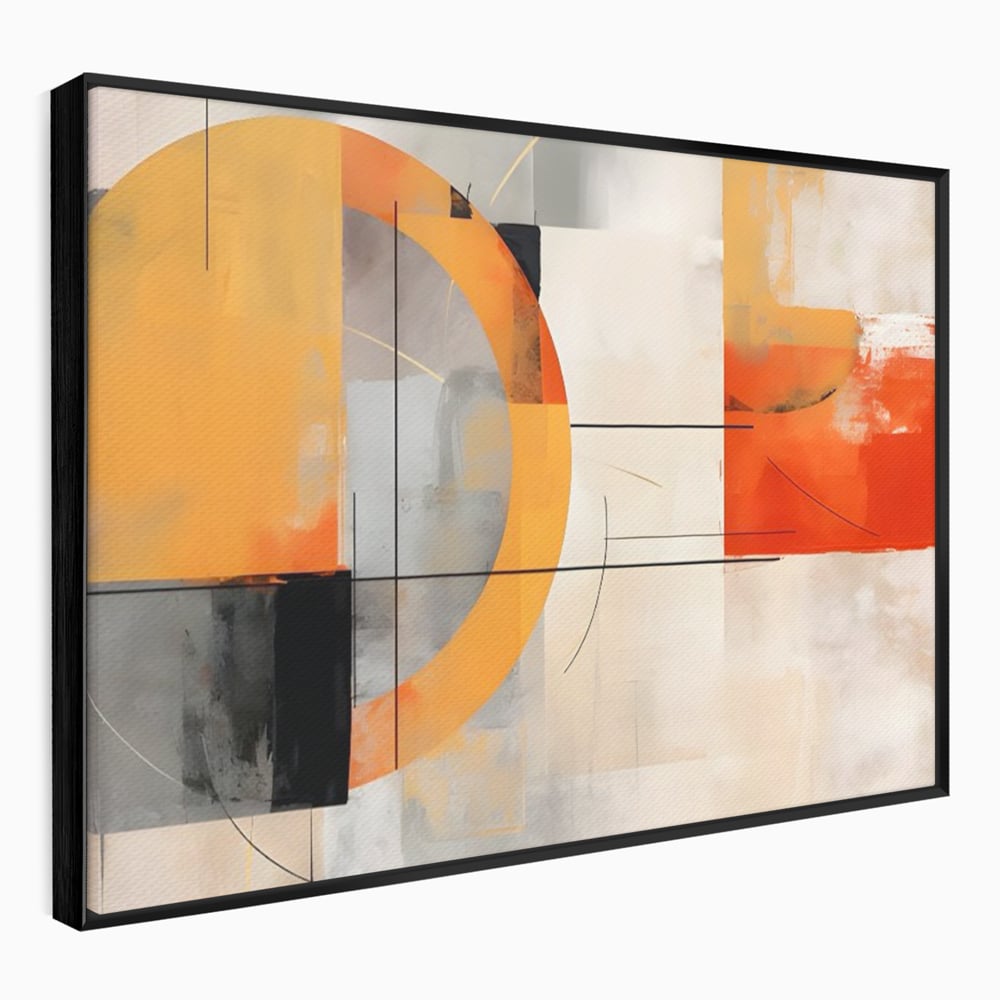 Leinwand Wandkunst Leinwand Premium LuxCanva® C1238, gelber Kreis abstrakte Malerei, entspannend, Wohnzimmer, lebendige Farben