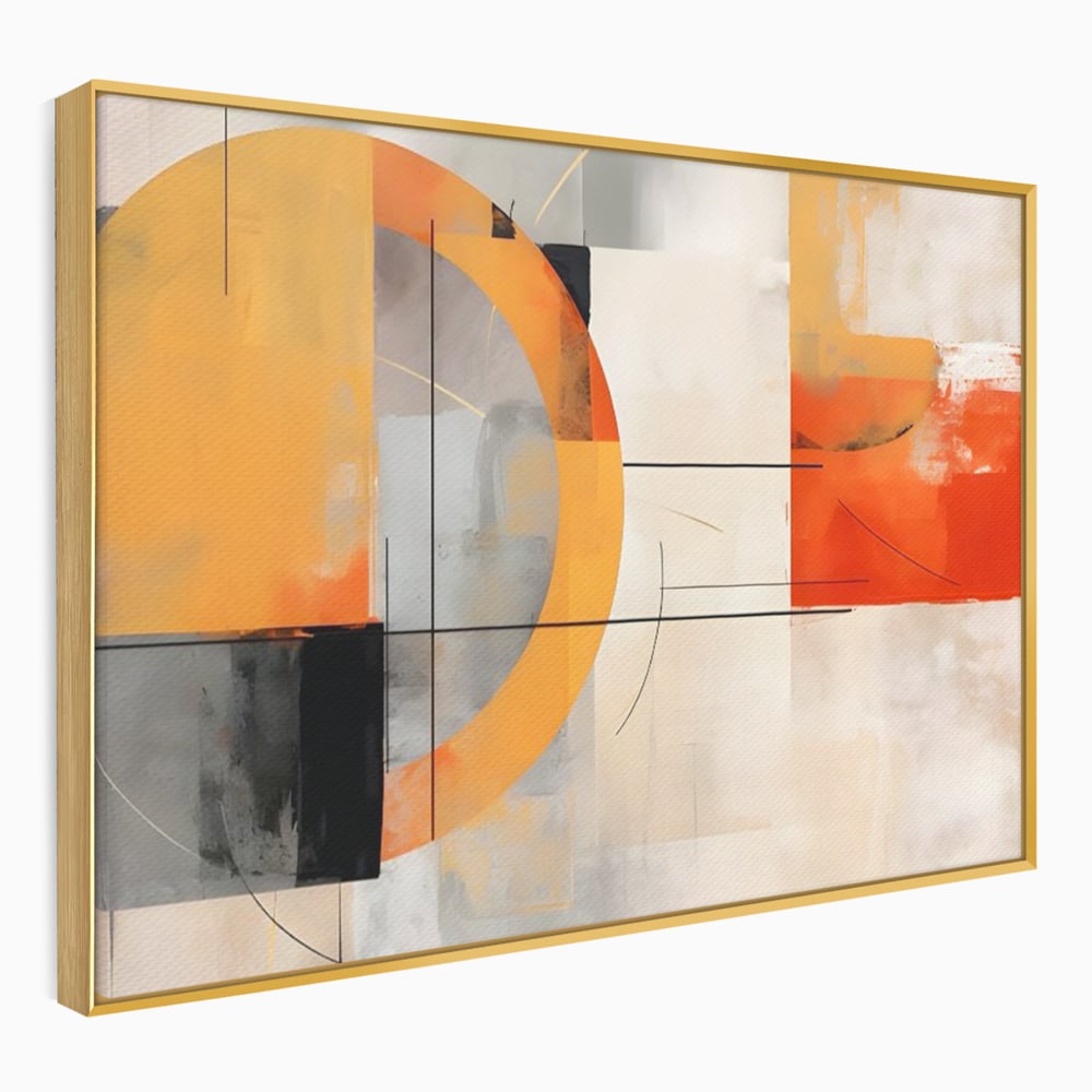 Leinwand Wandkunst Leinwand Premium LuxCanva® C1238, gelber Kreis abstrakte Malerei, entspannend, Wohnzimmer, lebendige Farben