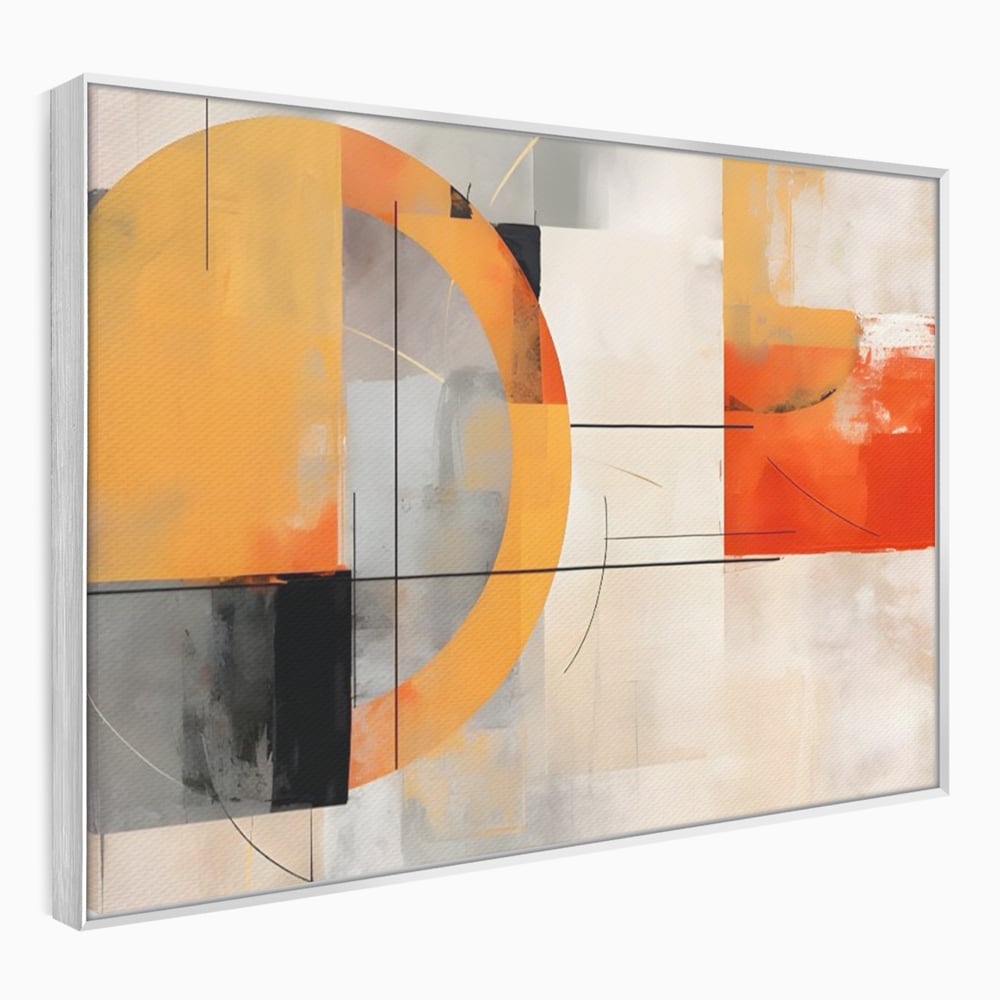 Leinwand Wandkunst Leinwand Premium LuxCanva® C1238, gelber Kreis abstrakte Malerei, entspannend, Wohnzimmer, lebendige Farben