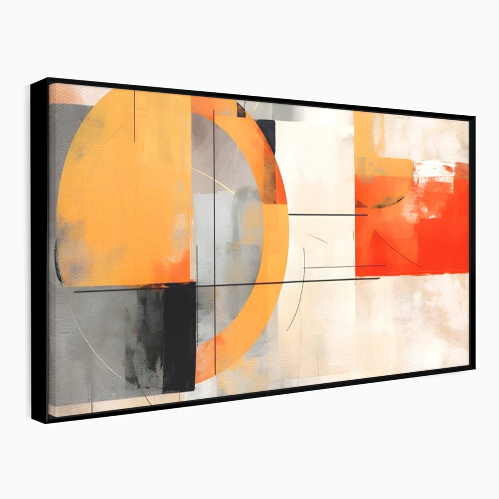 Leinwand Wandkunst Leinwand Premium LuxCanva® C1238, gelber Kreis abstrakte Malerei, entspannend, Wohnzimmer, lebendige Farben