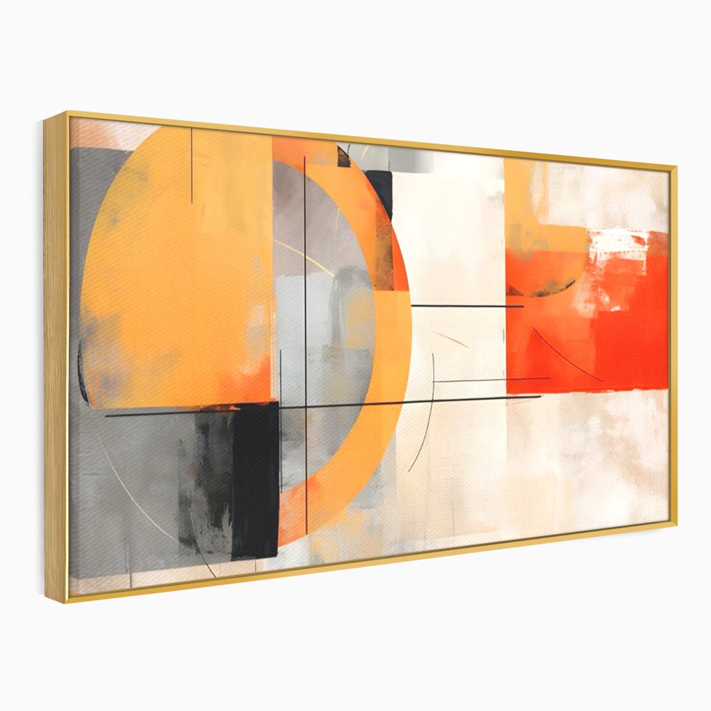 Leinwand Wandkunst Leinwand Premium LuxCanva® C1238, gelber Kreis abstrakte Malerei, entspannend, Wohnzimmer, lebendige Farben