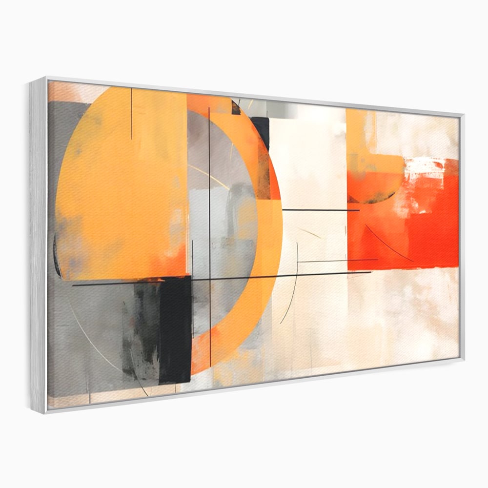 Leinwand Wandkunst Leinwand Premium LuxCanva® C1238, gelber Kreis abstrakte Malerei, entspannend, Wohnzimmer, lebendige Farben